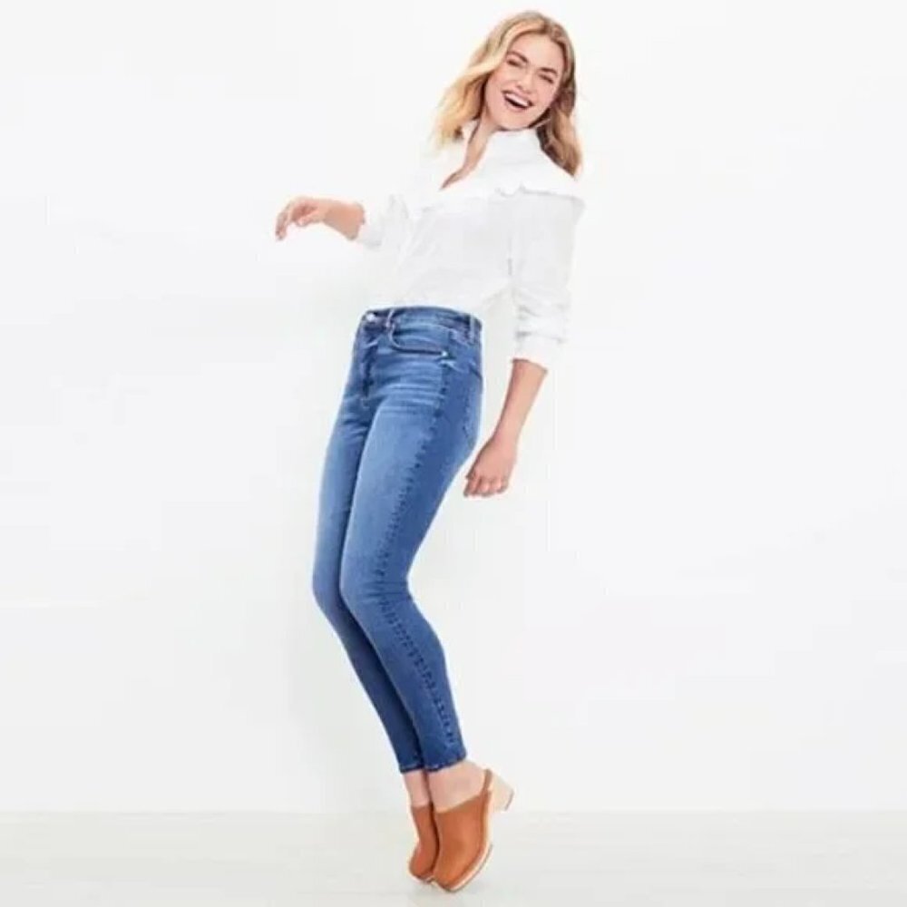 Ann Taylor LOFT size 26 Slim Pocket High Waist Skinny Ankle Stretch Jeans
